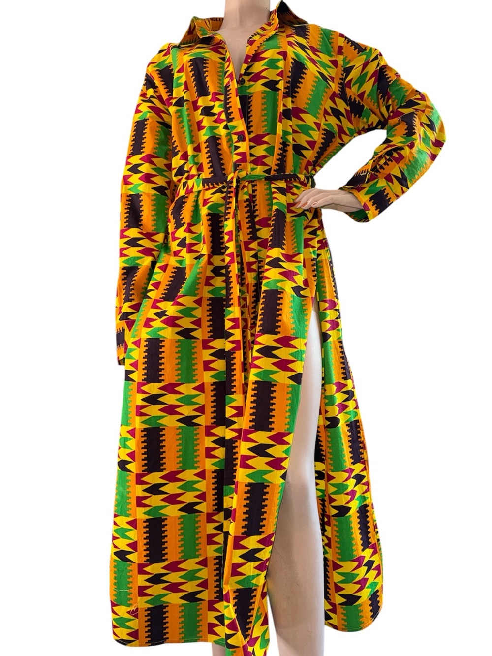 African Print Button Down Shirt/ Duster